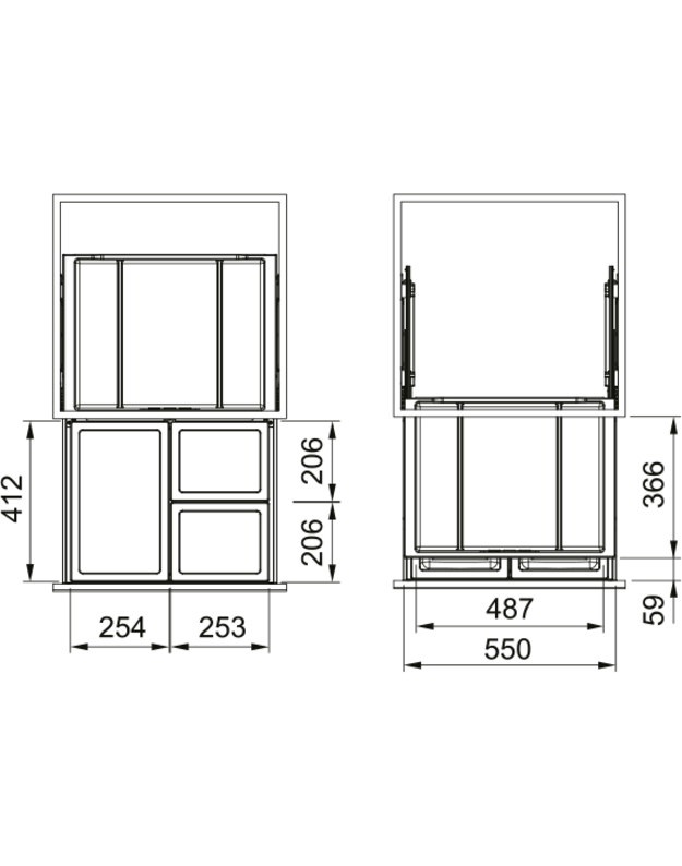 Šiukšliadėžė FRANKE, FX 60, 26L + 2x11 L, 121.0557.763