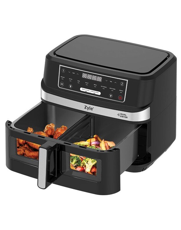 Karšto oro gruzdintuvė Zyle Dual Air Fryer 2 in 1 ZY551AF, 10 l