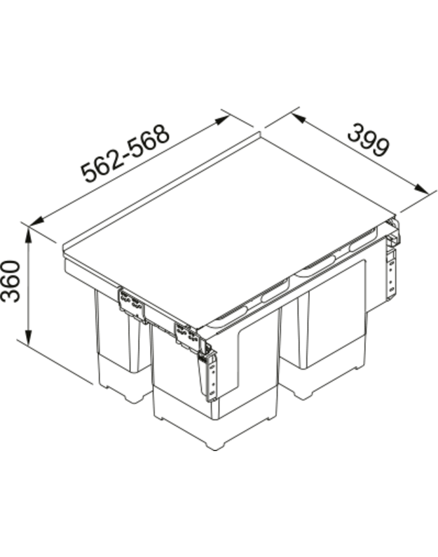 Šiukšliadėžė FRANKE, Sorter Garbo, 60-4, 2x12l.+2X8l, 121.0200.676