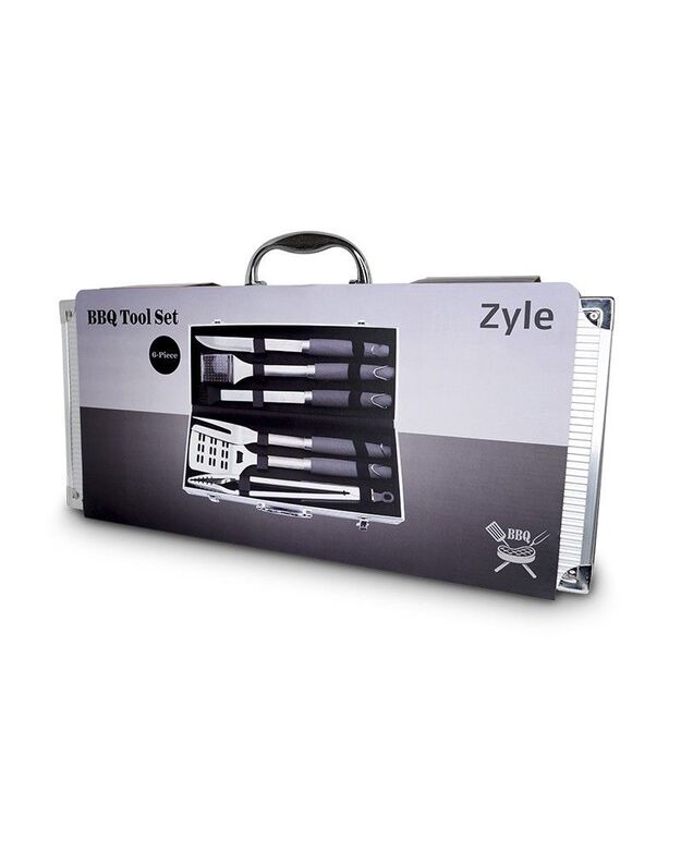 Grilio įrankių rinkinys Zyle BBQ Tool Set ZY101SET, rinkinyje 6 vnt. įrankių, lagamine